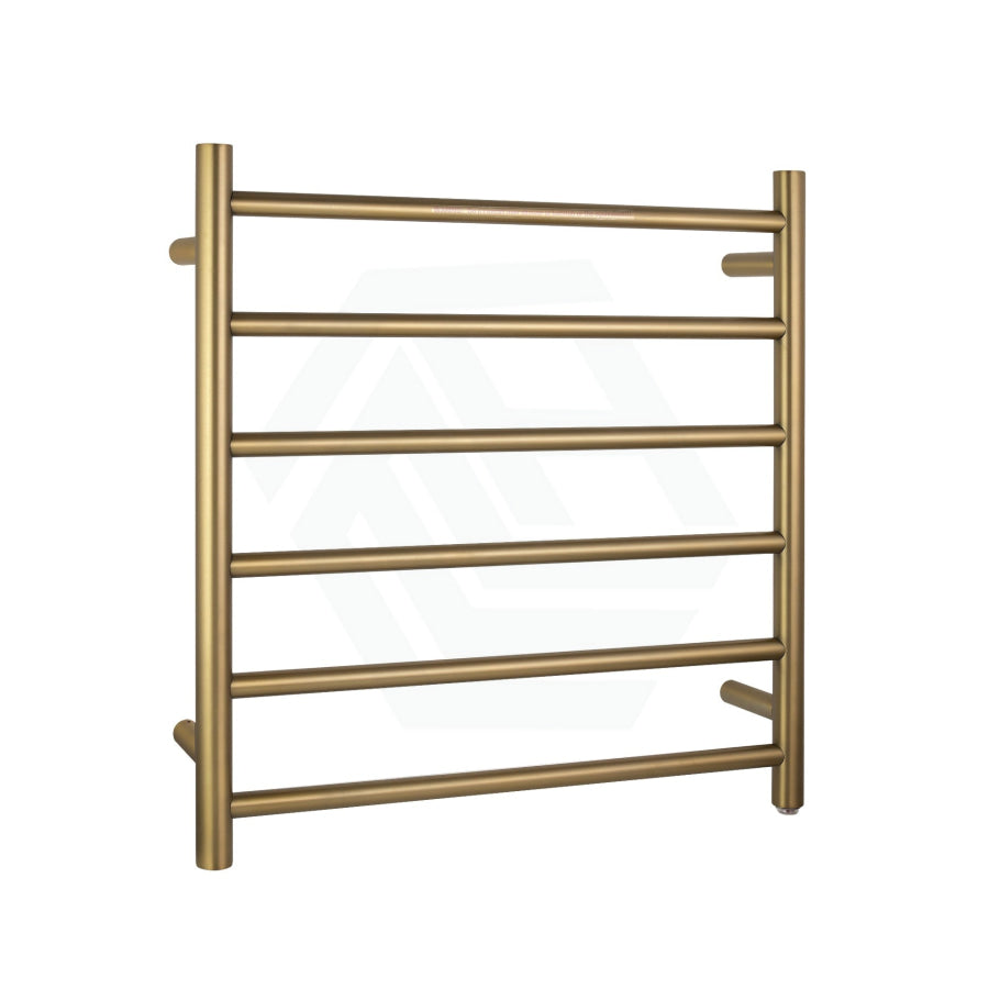 620X600X120Mm Round Brushed Gold Electric Heated Towel Rack 6 Bars Stainless Steel Rails