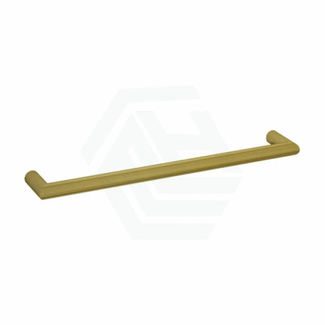 630/830Mm Round Single Bar Heated Towel Rail Brushed Gold 830Mm Rails