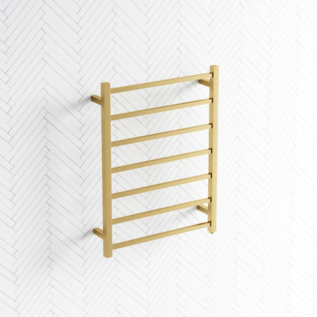 G#1(Gold) 674X620X120Mm Square Brushed Gold Electric Heated Towel Rack 6 Bars Rails