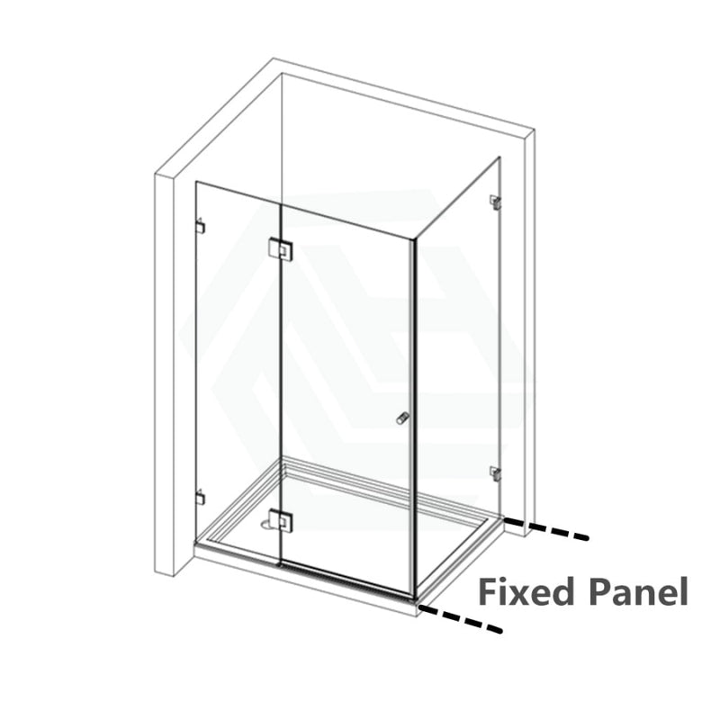 685-1400Mm L Shape Frameless Shower Screen Hinge Door Fix Panel Brushed Gold Fittings 10Mm Glass