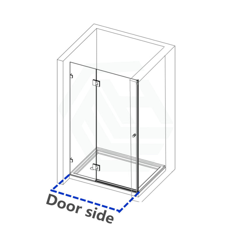 685-1400Mm L Shape Frameless Shower Screen Hinge Door Fix Panel Brushed Gold Fittings 10Mm Glass