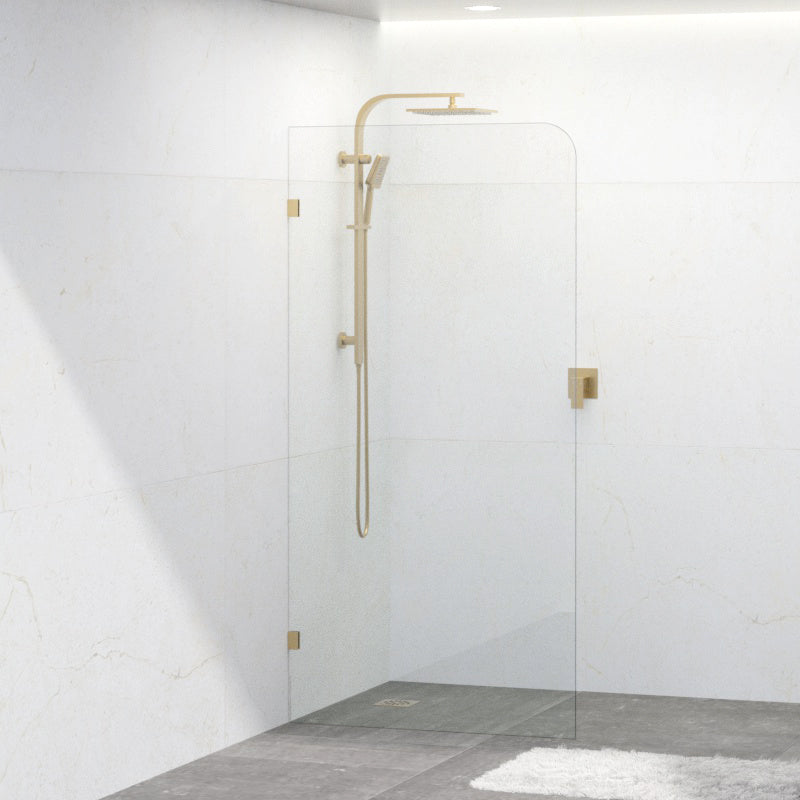 900/1000/1200X2000Mm Frameless Curved Corner Shower Screen Single Door Fixed Panel 10Mm Glass With