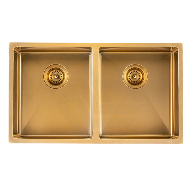 820X457X230Mm Brushed Gold Pvd Double Bowls Kitchen Sink Top/undermount