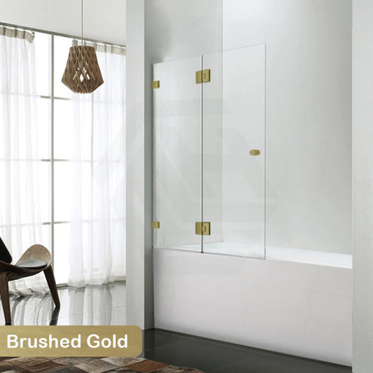 850/1000X1500Mm Fixed & Swing Bathtub Shower Screen 10Mm Tempered Glass Frameless Panel Brushed Gold