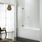 850/1000X1500Mm Fixed & Swing Bathtub Shower Screen 10Mm Tempered Glass Frameless Panel Brushed Gold