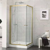 850-1000Mm Square / Rectangle Shower Screen Brushed Gold Semi-Frameless Double Sliding 6Mm Glass