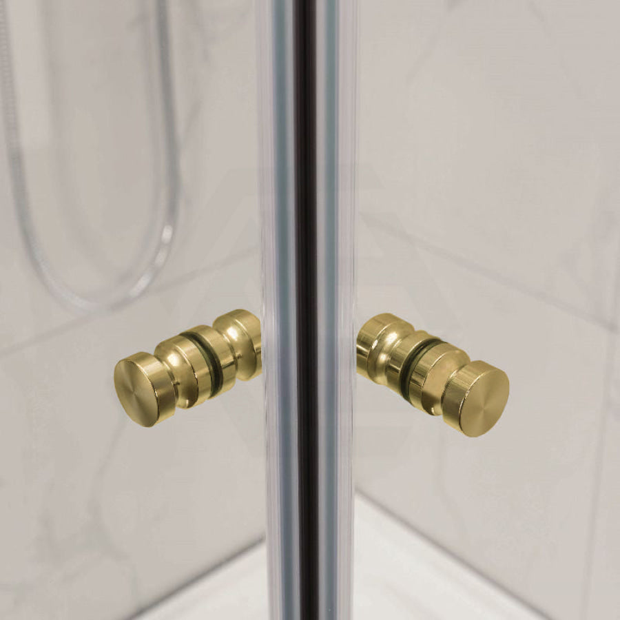 850-1000Mm Square / Rectangle Shower Screen Brushed Gold Semi-Frameless Double Sliding 6Mm Glass