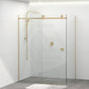 Tempered Glass Frameless L Shape Shower Screen Sliding Round Handle Brushed Gold