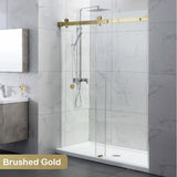 870-1180X2000Mm Wall To Sliding Shower Screen Frameless Brushed Gold Stainless Steel Square Rail