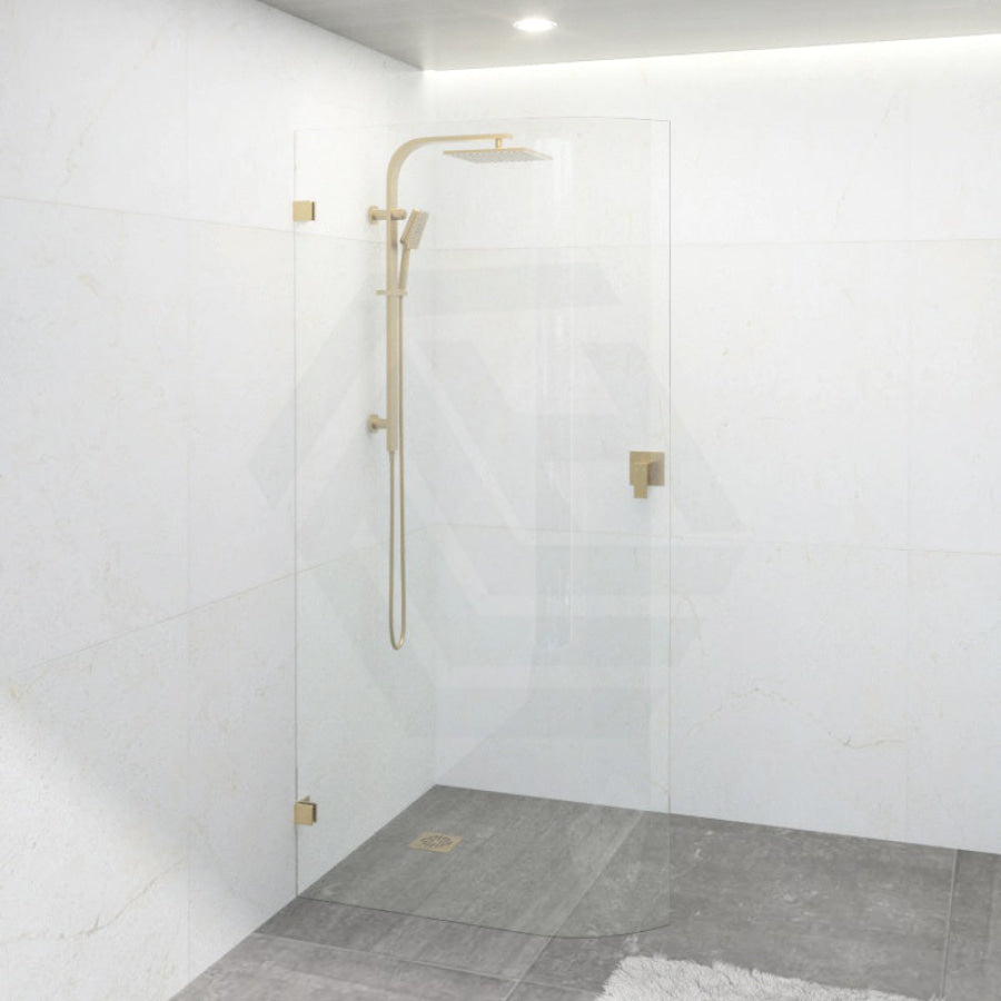 900/1000/1100X2100Mm Frameless Edge Curved Shower Screen Single Door Fixed Panel 10Mm Glass Brushed