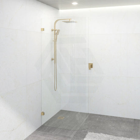 900/1000/1100X2100Mm Frameless Edge Curved Shower Screen Single Door Fixed Panel 10Mm Glass Brushed