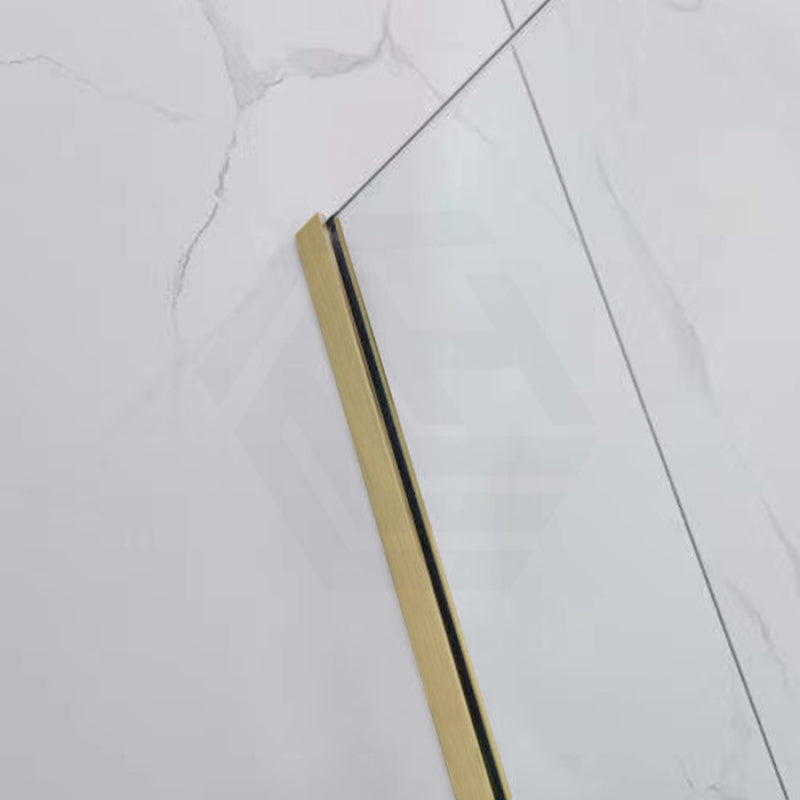 900/1000/1200X2000Mm Frameless Shower Screen Single Door Fixed Panel 10Mm Glass Brushed Gold Channel