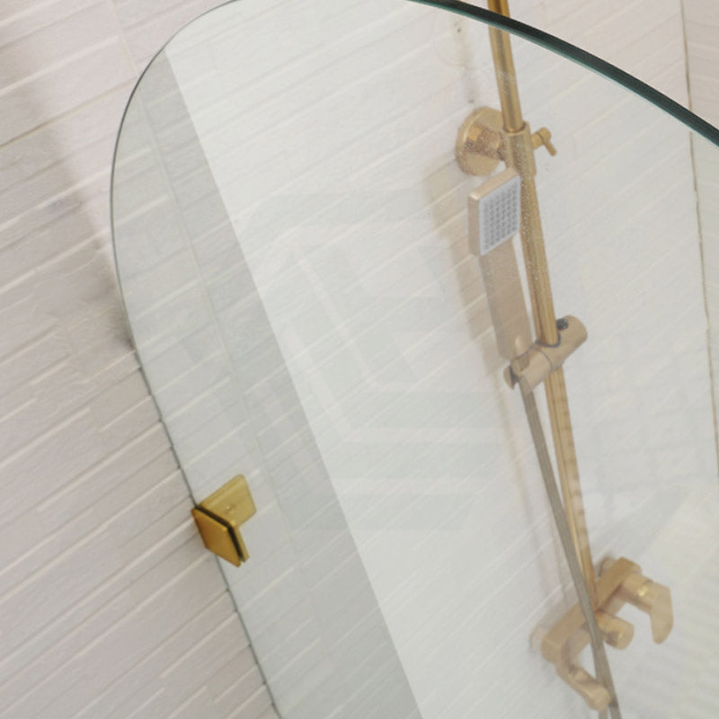 900/1000X2200Mm Arch Frameless Shower Screen Fixed Panel Tempered Glass Brushed Gold