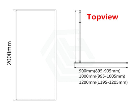 900-1200X2000Mm Black Framed Walk-In Shower Screen Single Door Panel 6Mm Thickness Glass 900Mm