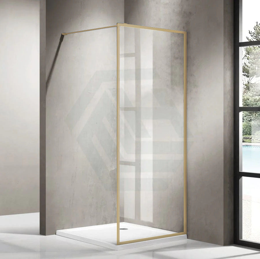 G#1(Gold) 900-1200X2000Mm Brushed Gold Framed Walk-In Shower Screen Single Door Panel 6Mm Thickness