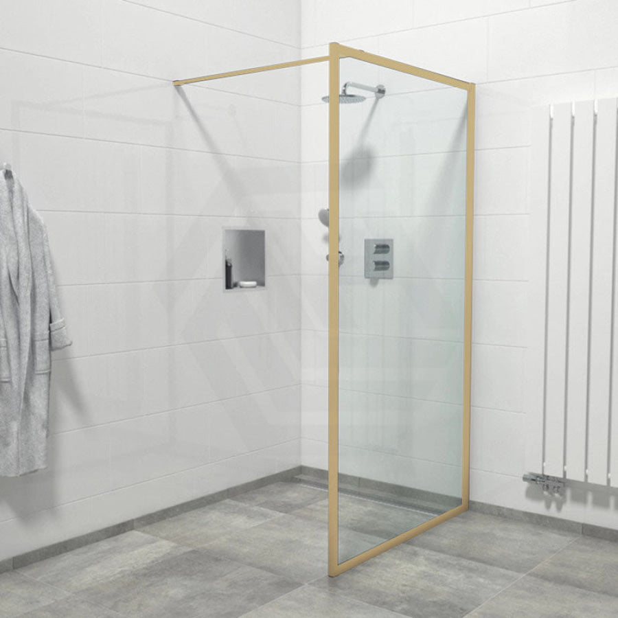 G#1(Gold) 900-1200X2000Mm Brushed Gold Framed Walk-In Shower Screen Single Door Panel 6Mm Thickness