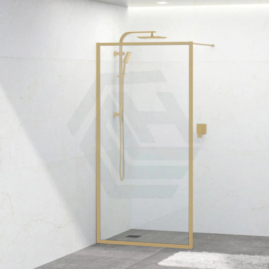 G#1(Gold) 900-1200X2000Mm Brushed Gold Framed Walk-In Shower Screen Single Door Panel 6Mm Thickness