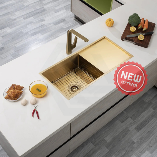G#1(Gold) 960X450X230Mm 1.2Mm Brushed Yellow Gold Handmade Top/Undermount Single Bowl Kitchen Sink