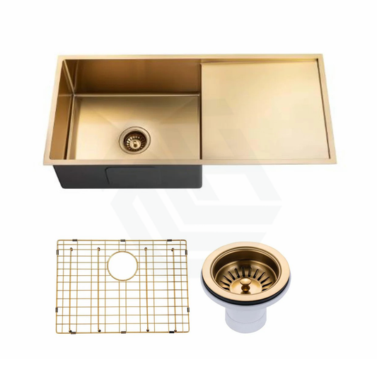 G#1(Gold) 960X450X230Mm 1.2Mm Brushed Yellow Gold Handmade Top/Undermount Single Bowl Kitchen Sink