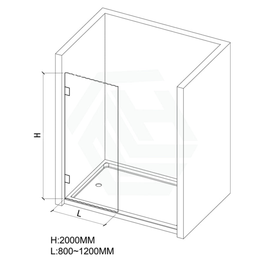 G#1(Gold) From 800 To 1200X2000Mm Frameless Walk-In Shower Screen Single Fixed Panel Brushed Gold