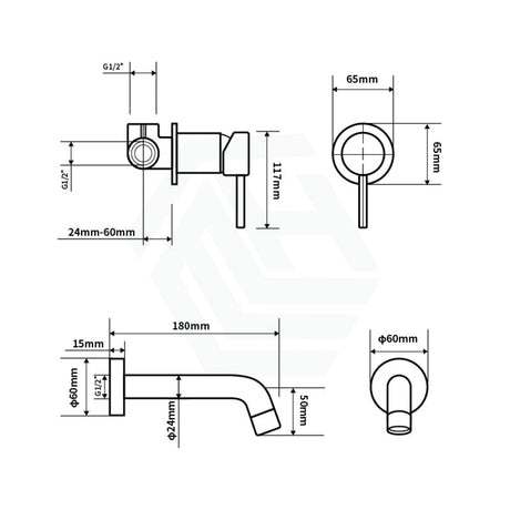 Norico Brushed Yellow Gold Solid Brass Wall Tap Set With Mixer For Bathtub And Basin