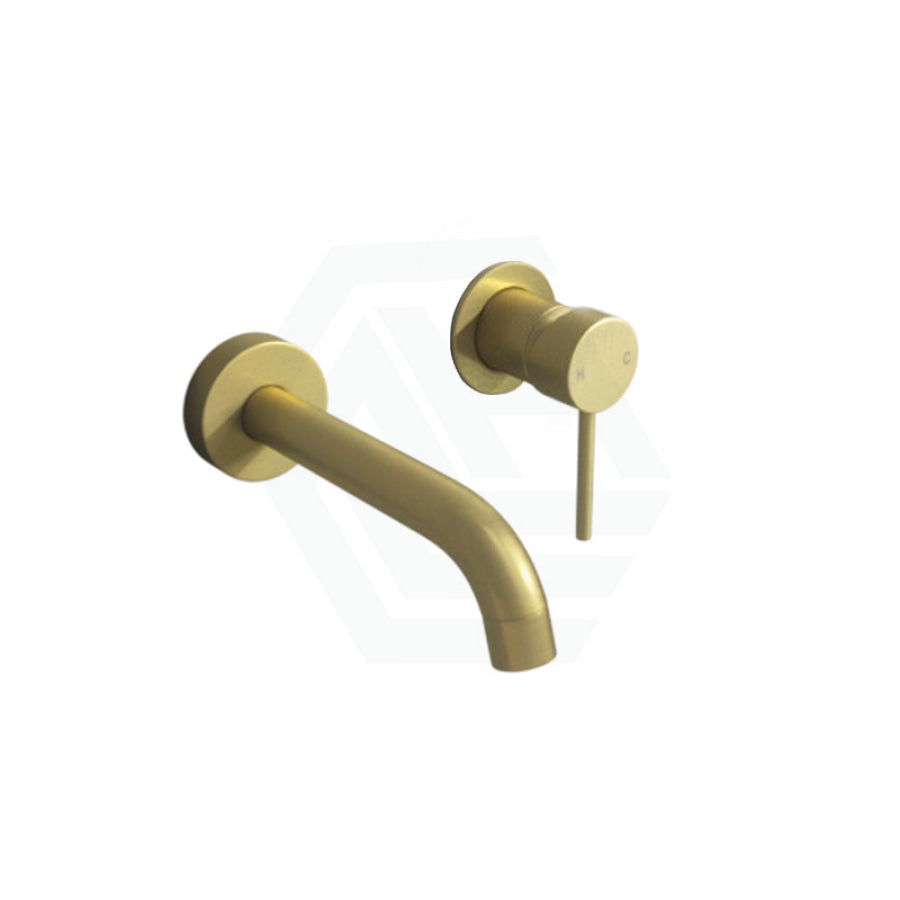 Norico Brushed Yellow Gold Solid Brass Wall Tap Set With Mixer For Bathtub And Basin