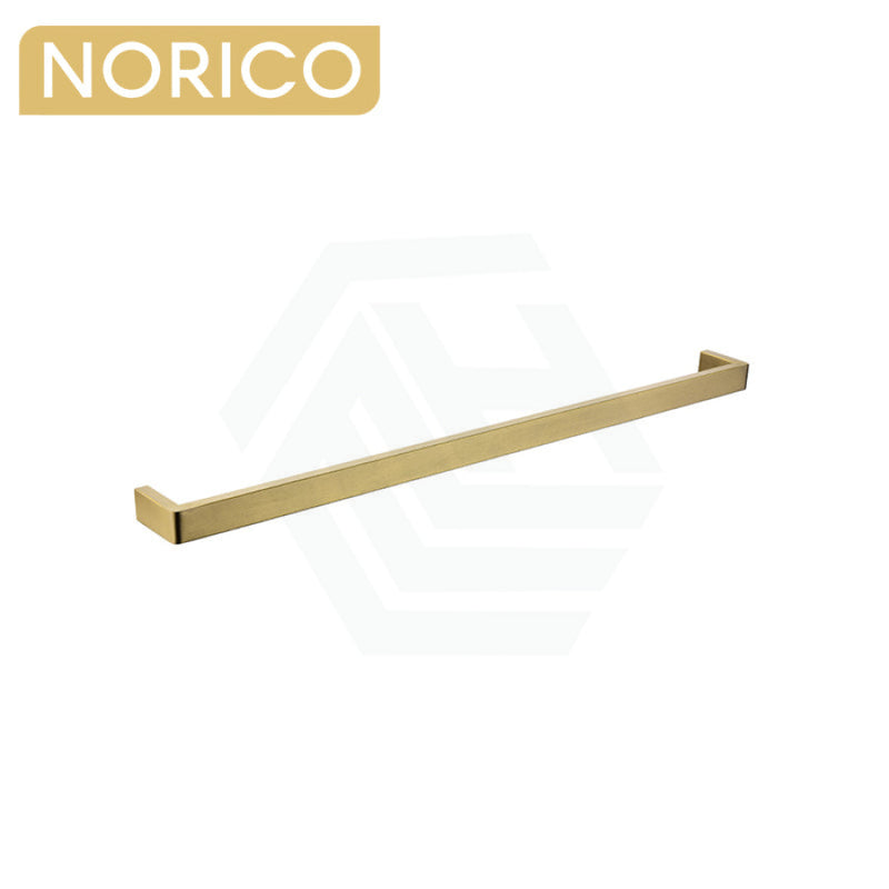 Norico Cavallo 600/800Mm Square Brushed Yellow Gold Single Towel Rail Stainless Steel 304 Bathroom