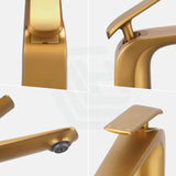 Norico Esperia Brushed Yellow Gold Solid Brass Tall Basin Mixer Bathroom Products