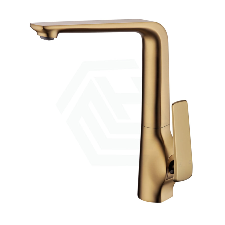 Esperia Tall Brass Kitchen Mixer Tap Brushed Yellow Gold