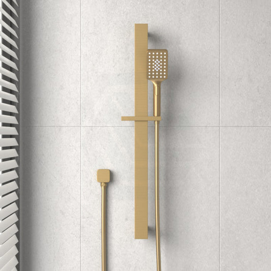 G#1(Gold) Norico Esperia Square Brushed Gold Shower Rail With 3 Mode Handheld Set