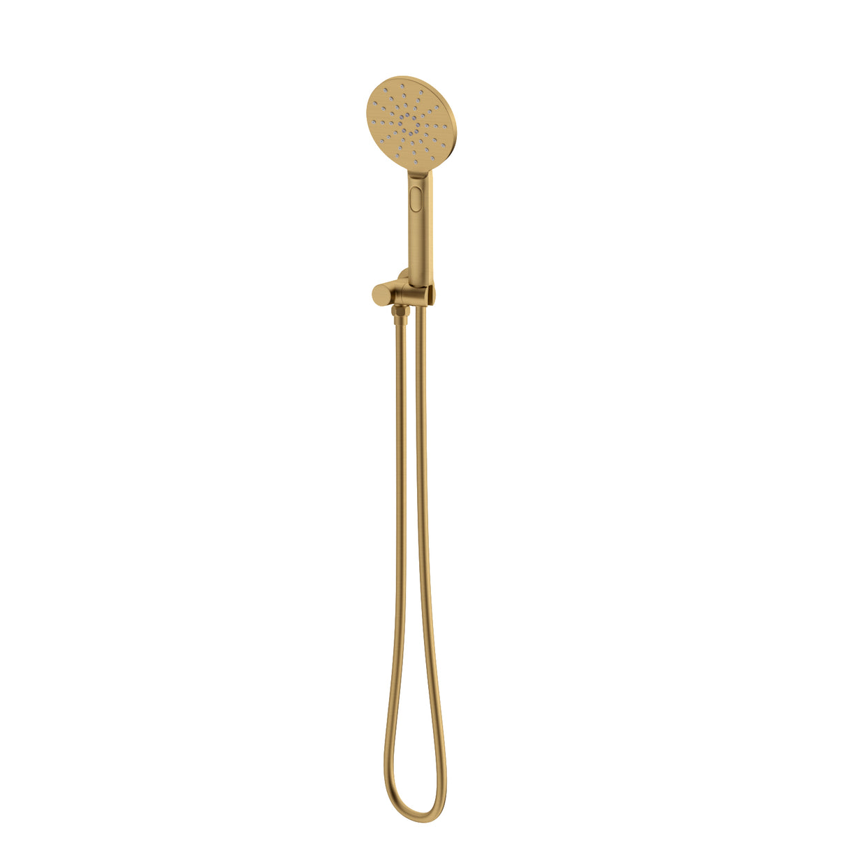 G#1(Gold) Norico Round Brushed Gold 3 Functions Handheld Shower With Wall Bracket Set Rail