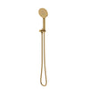 G#1(Gold) Norico Round Brushed Gold 3 Functions Handheld Shower With Wall Bracket Set Rail