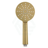 G#1(Gold) Norico Round Brushed Gold 3 Functions Handheld Shower With Wall Bracket Set Rail