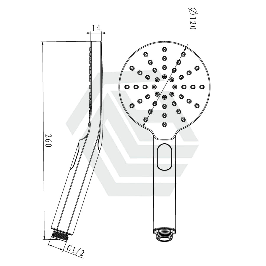 Norico Round Brushed Yellow Gold Abs 3 Functions Handheld Shower Only Bathroom Products