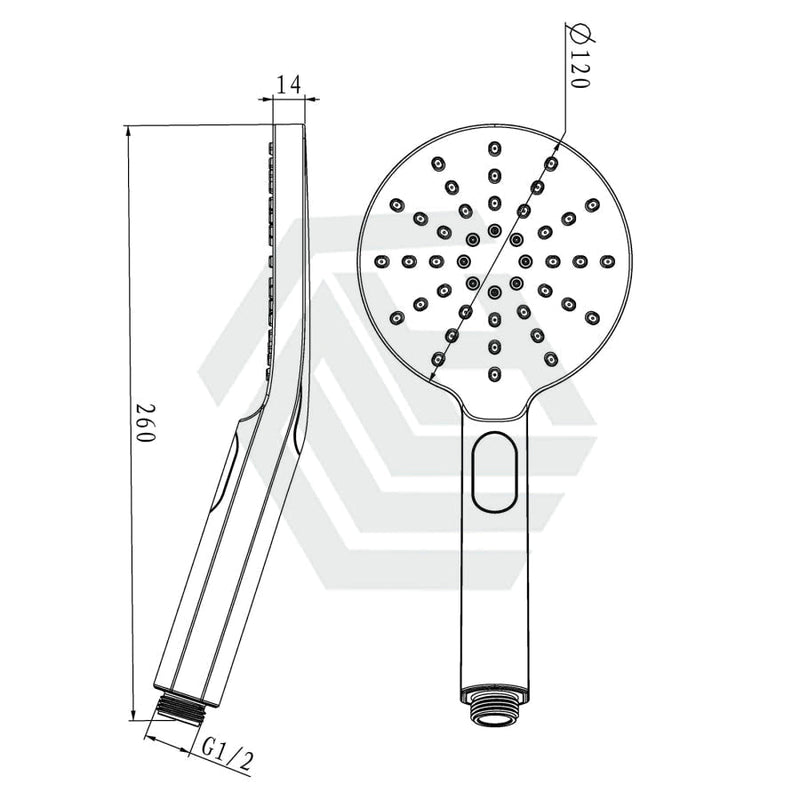 Norico Round Brushed Yellow Gold Abs 3 Functions Handheld Shower Only Bathroom Products