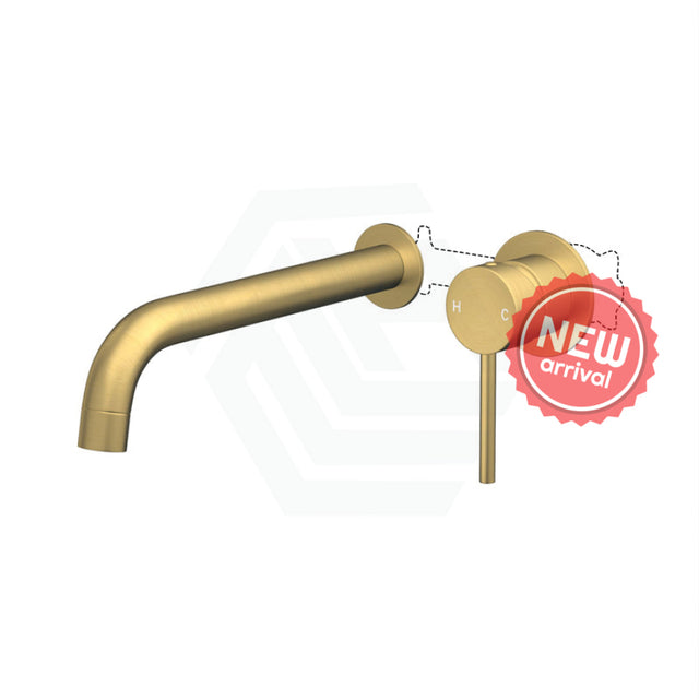 G#1(Gold) Norico Round Brushed Gold Bath/Basin Wall Mixer With Spout Set Brass