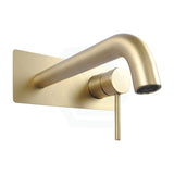 Norico Round Brushed Yellow Gold Bathtub Spout Basin Wall Mixer With Solid Brass Water