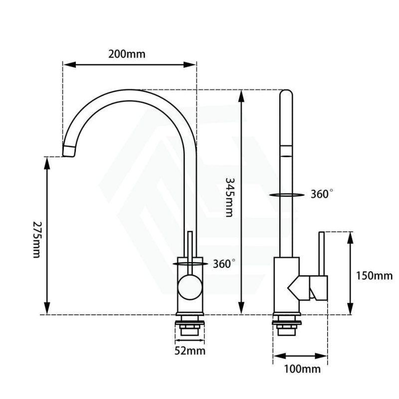 Norico Round Brushed Yellow Gold Kitchen Sink Mixer Tap 360° Swivel Products