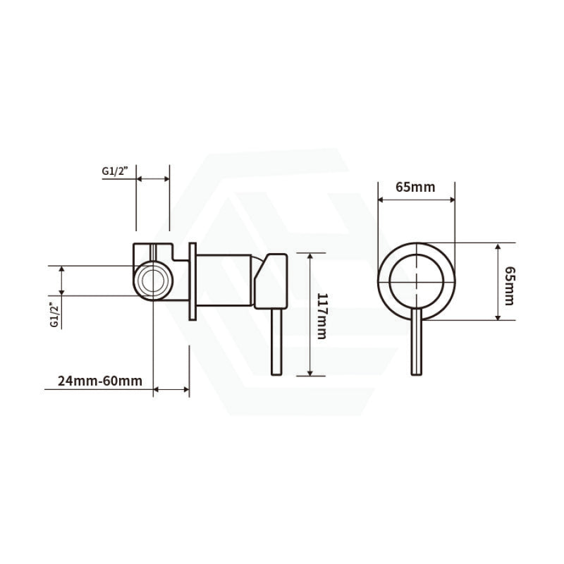 Norico Round Brushed Yellow Gold Shower/bath Wall Mixer Solid Brass 65Mm Cover Plate Bathroom