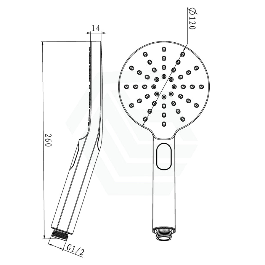 G#1(Gold) Norico Round Brushed Gold Shower Rail With 3 Mode Handheld Set