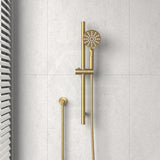 G#1(Gold) Norico Round Brushed Gold Shower Rail With 3 Mode Handheld Set