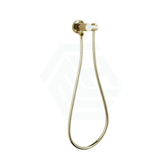 Brass Shower Holder Hose Wall Connector Brushed Gold