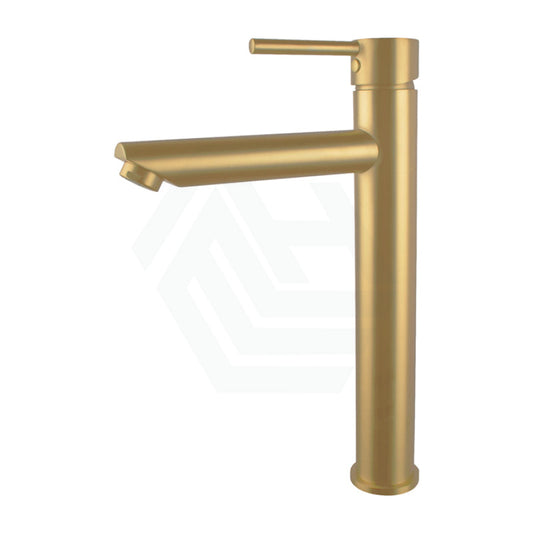 G#1(Gold) Norico Round Solid Brass Brushed Gold Tall Basin Mixer Bathroom Vanity Tap Mixers