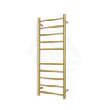 G#8(Gold) Radiant Brushed Gold Heated Round Ladder Towel Rail 430 X 1100Mm 10 Bars Bottom Left Rails