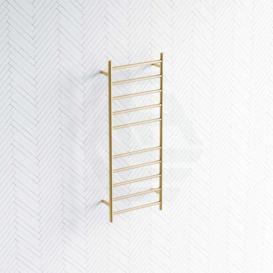 G#1(Gold) Radiant Brushed Gold Heated Round Ladder Towel Rail 430 X 1100Mm 10 Bars Rails