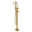 G#1(Gold) Round Brushed Gold Floor Mounted Bath Mixer Handheld Solid Brass Mixers