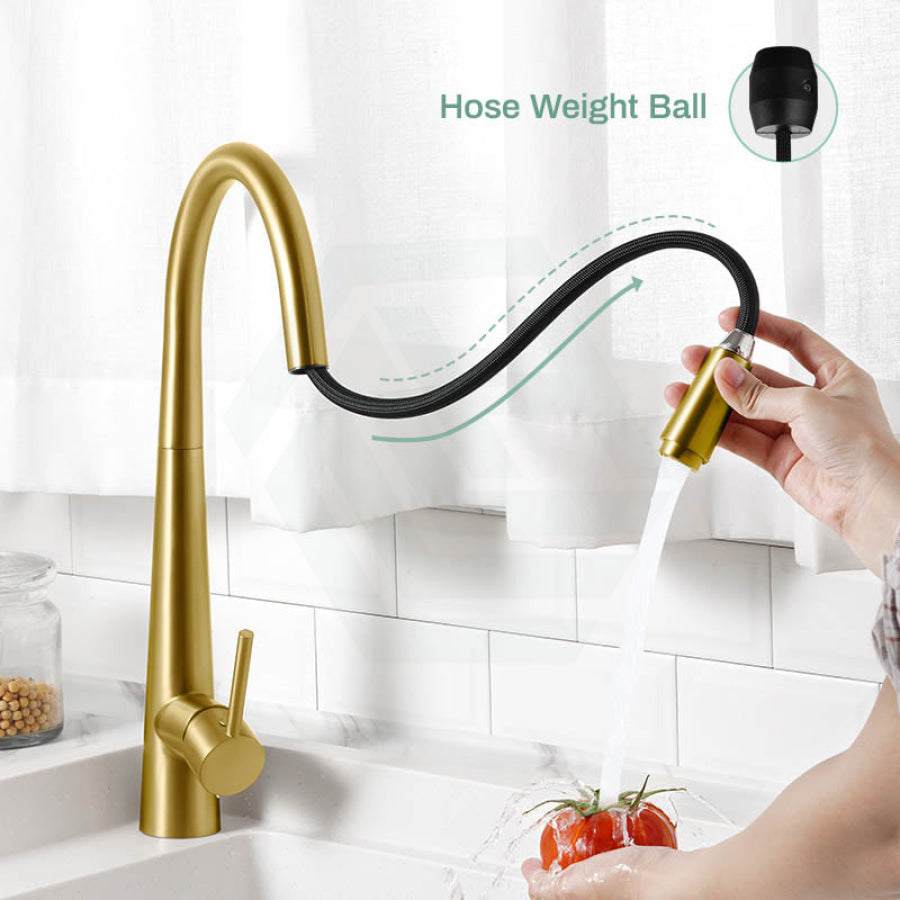 Norico Round Brushed Yellow Gold 360° Swivel Pull Out Kitchen Sink Mixer Tap Products