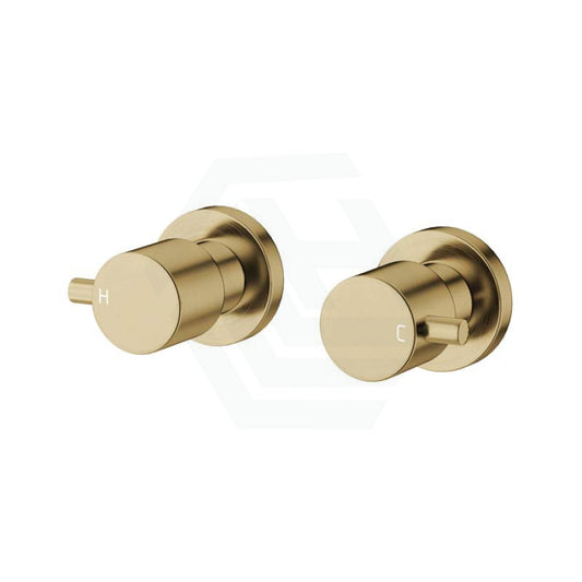 G#1(Gold) Round Brushed Gold Shower Wall Taps Solid Brass Top Assemblies