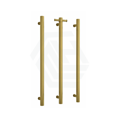 G#5(Gold) Thermogroup 900Mm Brushed Gold Straight Round 3 Vertical Single Heated Towel Rails