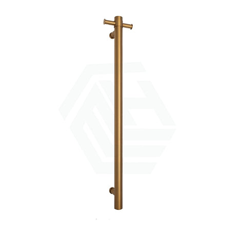 G#5(Gold) Thermogroup 900Mm Brushed Gold Straight Round Vertical Single Heated Towel Rail Rails